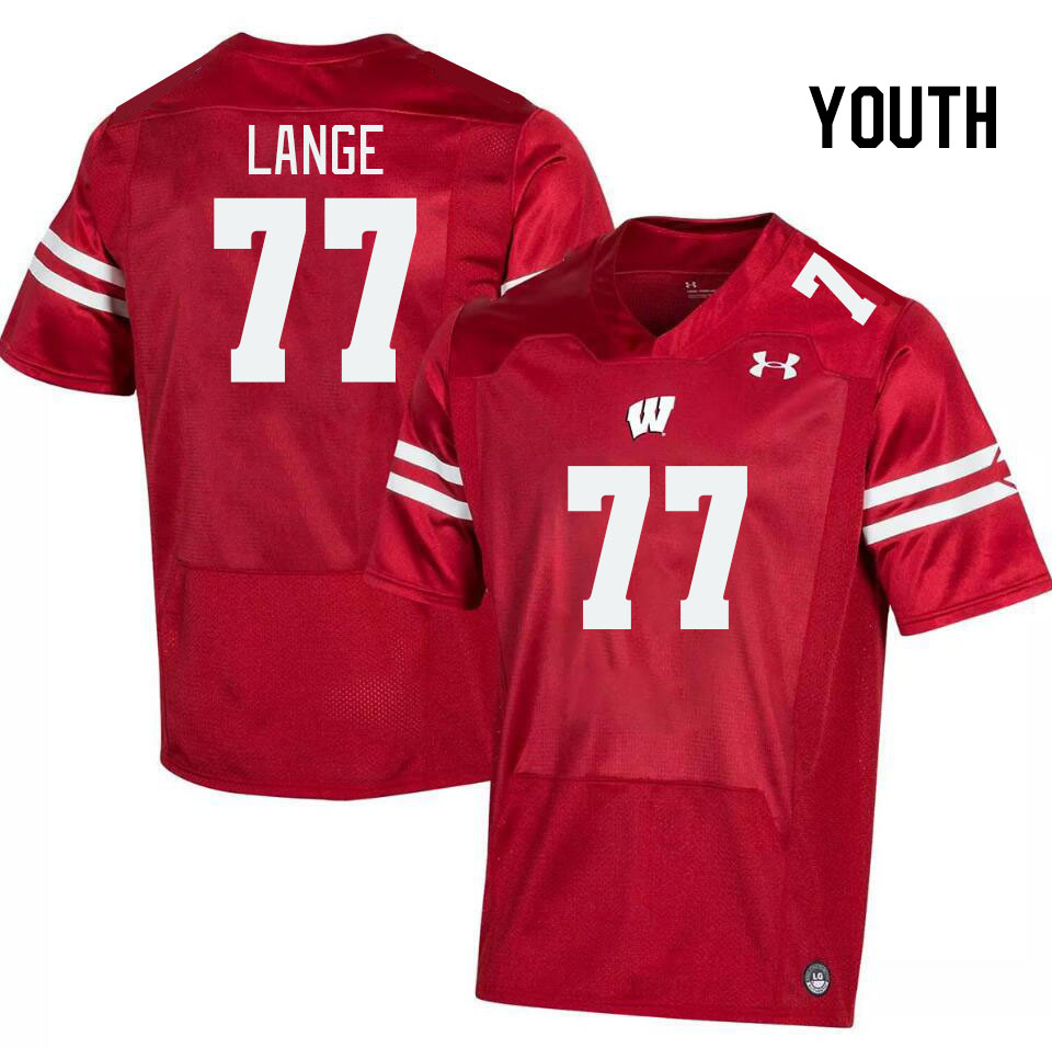 Youth #77 Peyton Lange Wisconsin Badgers College Football Jerseys Stitched Sale-Red